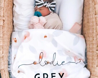 Lovey: Rosette Combo Font. Personalized Lovey. Lovey. Floral Lovey. Name Lovey. Minky Lovie. Lovie. Minky Lovey. Personalized Baby Gift.