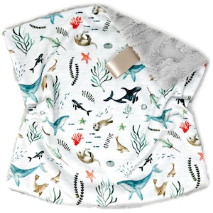 Lovey: Pacific Ocean. Beach. Ocean. Nautical. Boy. Neutral. Minky. Whale. Starfish. Narwhal. Otters. Lovey for Babies. Baby Gift.