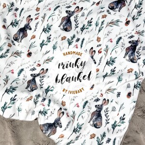 Baby Blanket: Woodland Rabbits. Baby Blanket. Minky Blanket. Throw Blanket. Woodland Baby Blanket. Rabbit Blanket. Bunny Blanket.