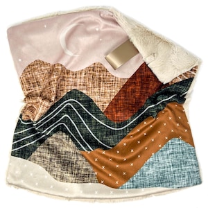Lovey: Cinnamon + Olive Layered Mountains. Lovey. Mountain Lovey. Olive Lovey. Baby Lovey. Lovie. Minky Lovey. Lovey for Babies. Baby Gift.
