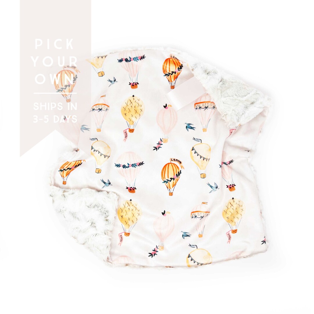 Lovey French Hot Air Balloons. Lovey. Watercolor Lovey. Baby Lovey. Minky Lovey. Hot Air