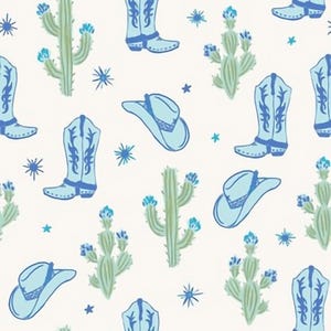 Lovey, Baby Blanket, or Adult Blanket: Western Boots and Hats. Cowboy. Rodeo. Vintage. Ranch. Southwest. Cactus. Boy. Green and Blue.