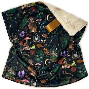 Lovey: Forest Magic. Magic. Black. Cute Goth. Witchy. Lovie. Minky. Soft. Cuddly. Forest. Woodland. Mushroom. Mystic. Halloween. Baby Gift.