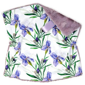 Lovey: Iris. Lovey. Floral Lovey. Purple Floral Lovey. Iris Lovey. Flowers Lovey. Lovie. Baby Lovey. Lovie. Minky Lovey. Baby Gift.
