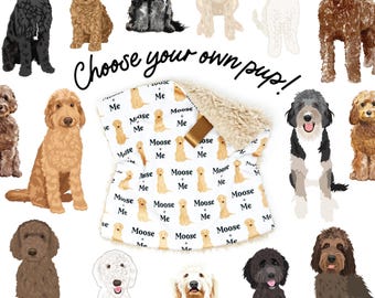 Lovey: Personalized Goldendoodle. Dog and Me Baby Gift. Names. Dogs. Puppies. Dog Owner New Parent Gift. Custom Dog Gift. Dog Nursery.