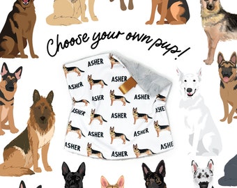 Lovey, Baby Blanket, or Adult Blanket: Personalized Watercolor German Shepherd. Lovey. Dog Lovey. Personalized Lovey. German Shepherd Lovey.