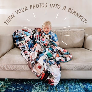 Keepsake Photo Blanket: 54&quot;x72&quot; Adult Throw Size. Memory Blanket. Graduate Gift. Mother&#39;s Day Gift. Father&#39;s Day Gift. Collage Blanket.