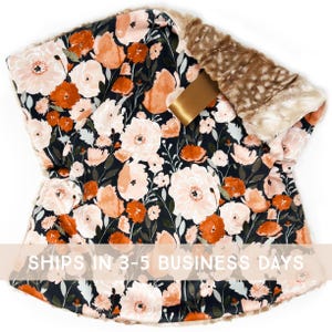 Lovey: Copper Poppy. Rust Floral. Lovie. Poppies. Minky. Flowers. Botanical. Red. Peach. Girl. Soft. Cuddly. Baby Gift. Earth Tones. PYO.