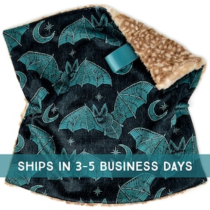 Lovey: Bat Stitch Crazy. Minky. Lovie. Baby Gift. Baby Sleep. Comfort Object. Halloween. Goth. Gothic. Teal Bats. Unique. Weird. PYO.