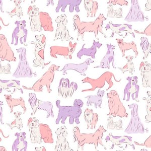 Lovey, Baby Blanket, or Adult Blanket: Dogs in Pink and Purple. Puppy Lovey. Dog Lovey. Girl. Bulldog. Corgi. Golden Retriever. Baby Gift