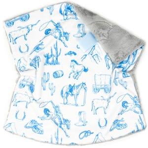 Lovey: French Blue Cowboy Toile de Jouy. Rodeo Lovey. Western Lovey. Cowboy Lovey. Rodeo. Snake. Boy. Minky. Lovie. Soft. Baby Gift