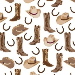 Lovey, Baby Blanket, or Adult Blanket: Cowboy Boots and Hats. Rodeo. Western. Vintage. Ranch. Southwest. Boy. Brown. Horseshoes.