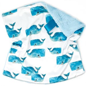 Lovey: Whale Pod in Blue. Ocean. Lovie. Minky. Navy. Sea. Nautical. Watercolor. Underwater Animals. Boy. Lovey for Babies. Baby Gift.