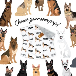 Lovey: Personalized German Shepherd. Dog and Me Baby Gift. Names. Dogs. Puppies. Dog Owner New Parent Gift. Custom Dog Gift. Dog Nursery.