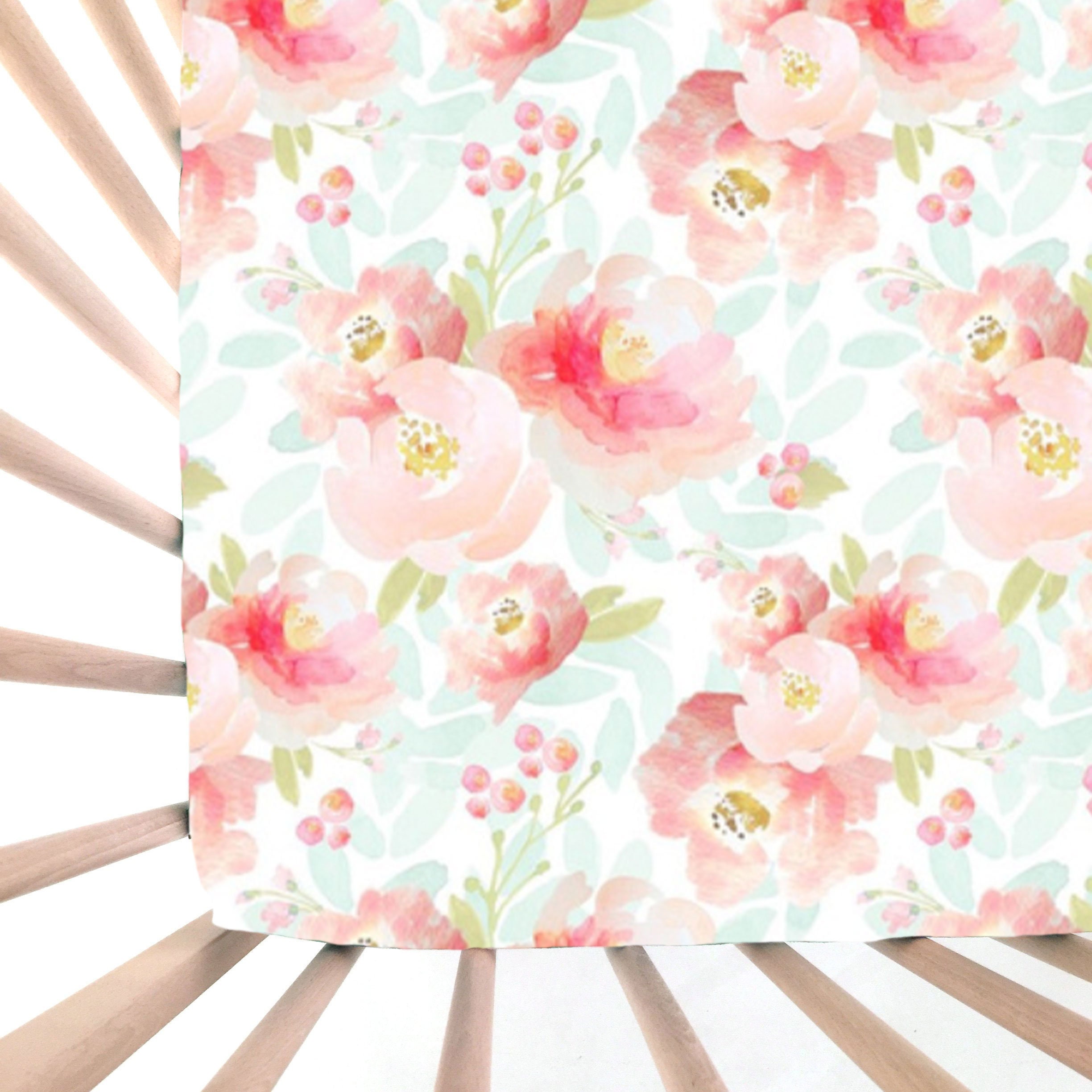 Crib Sheet Pink Plush Floral. Fitted Crib Sheet. Flowers Crib Etsy