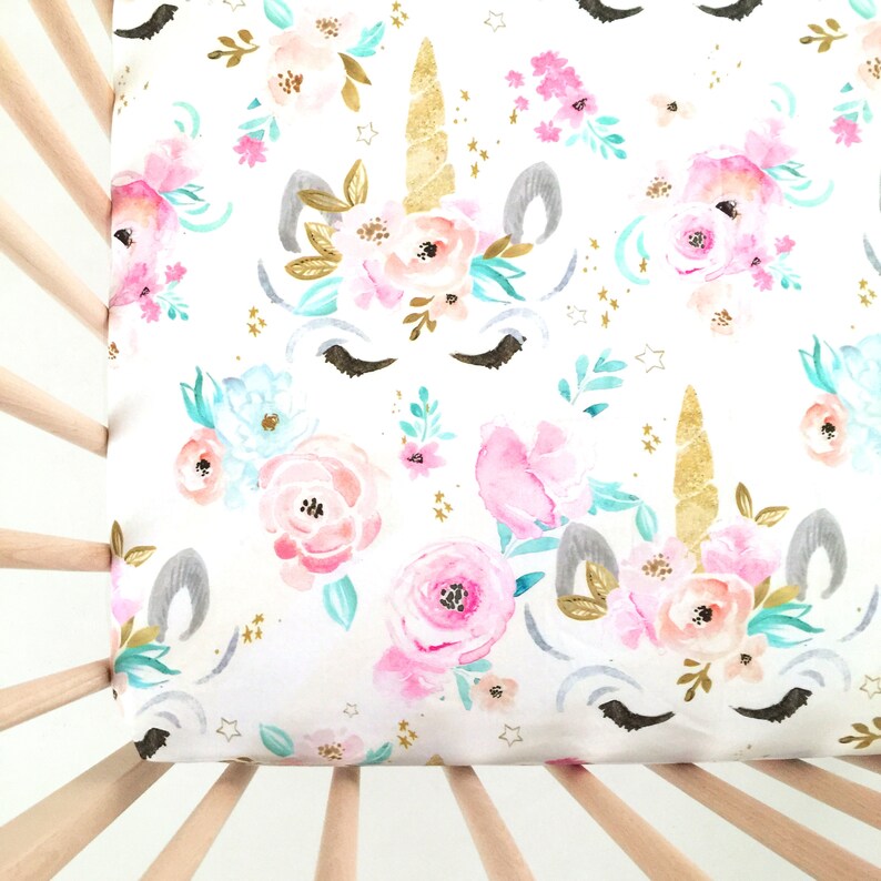 unicorn crib bedding etsy