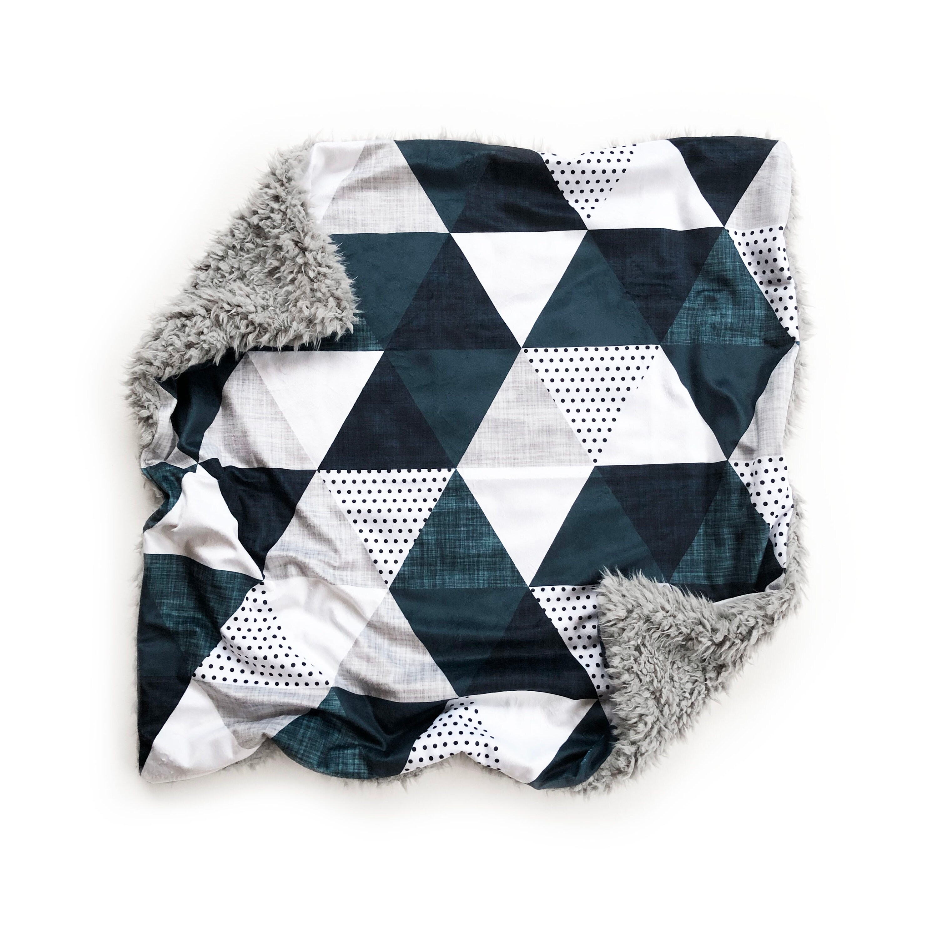 Baby Blanket Slate and Navy Triangle. Baby Blanket. Minky Etsy