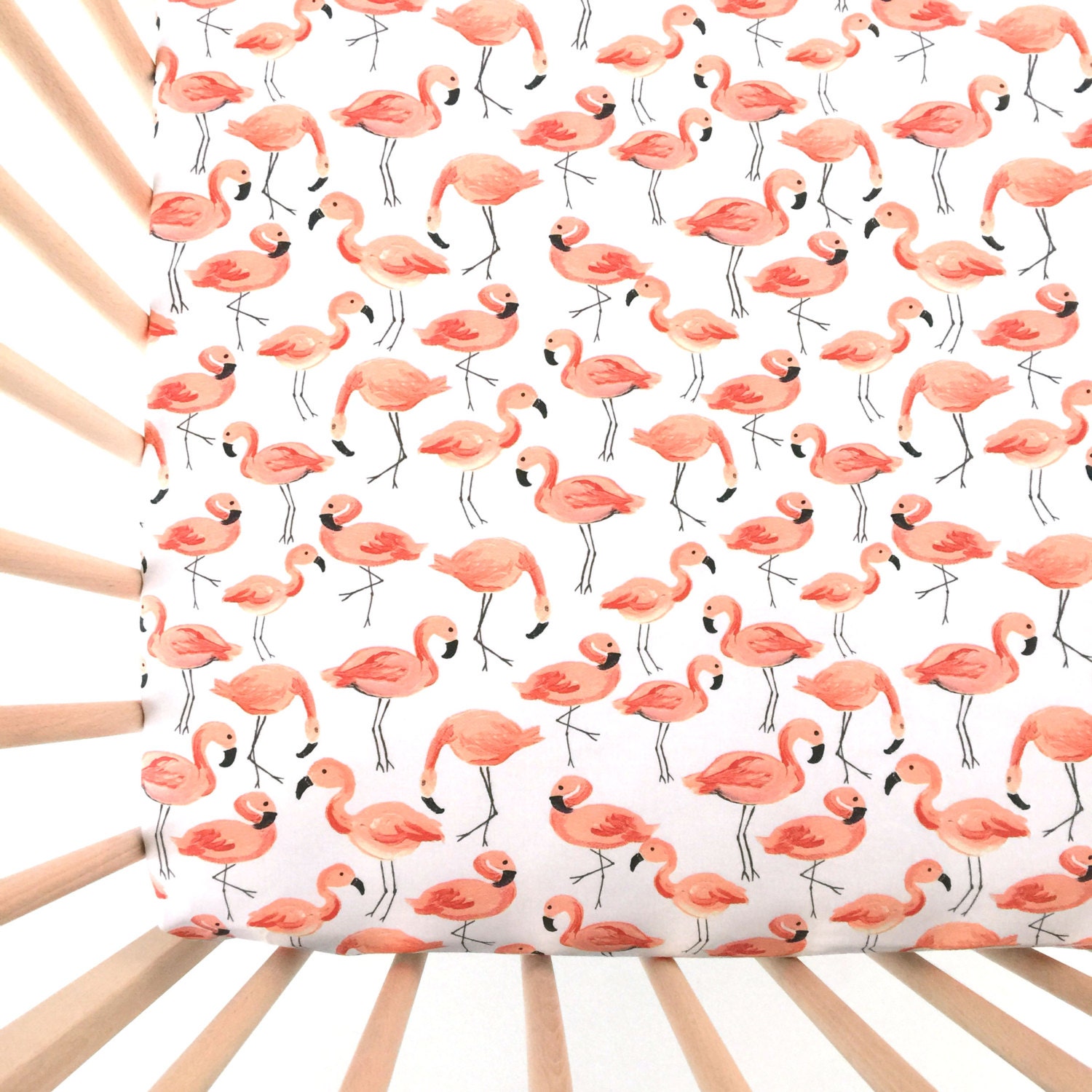 Crib Sheet Flamingo Party. Fitted Crib Sheet. Baby Bedding. | Etsy