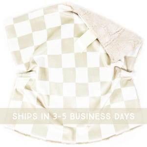 Lovey: Oak Checkerboard. Minky. Soft. Gender Neutral. Retro. Check. Geometric. Squares. Simple. Boy. Ivory. Beige. Lovie. Baby Gift. PYO.