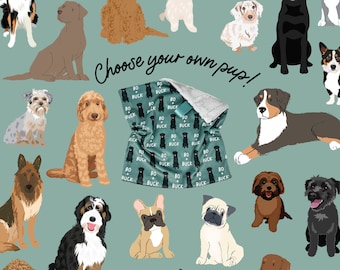 Lovey, Baby Blanket, or Adult Blanket: Choose Your Own Pup! Lovey. Personalized Dog Blanket. Doodle. Bernese Mountain Dog. Frenchie. Pug.