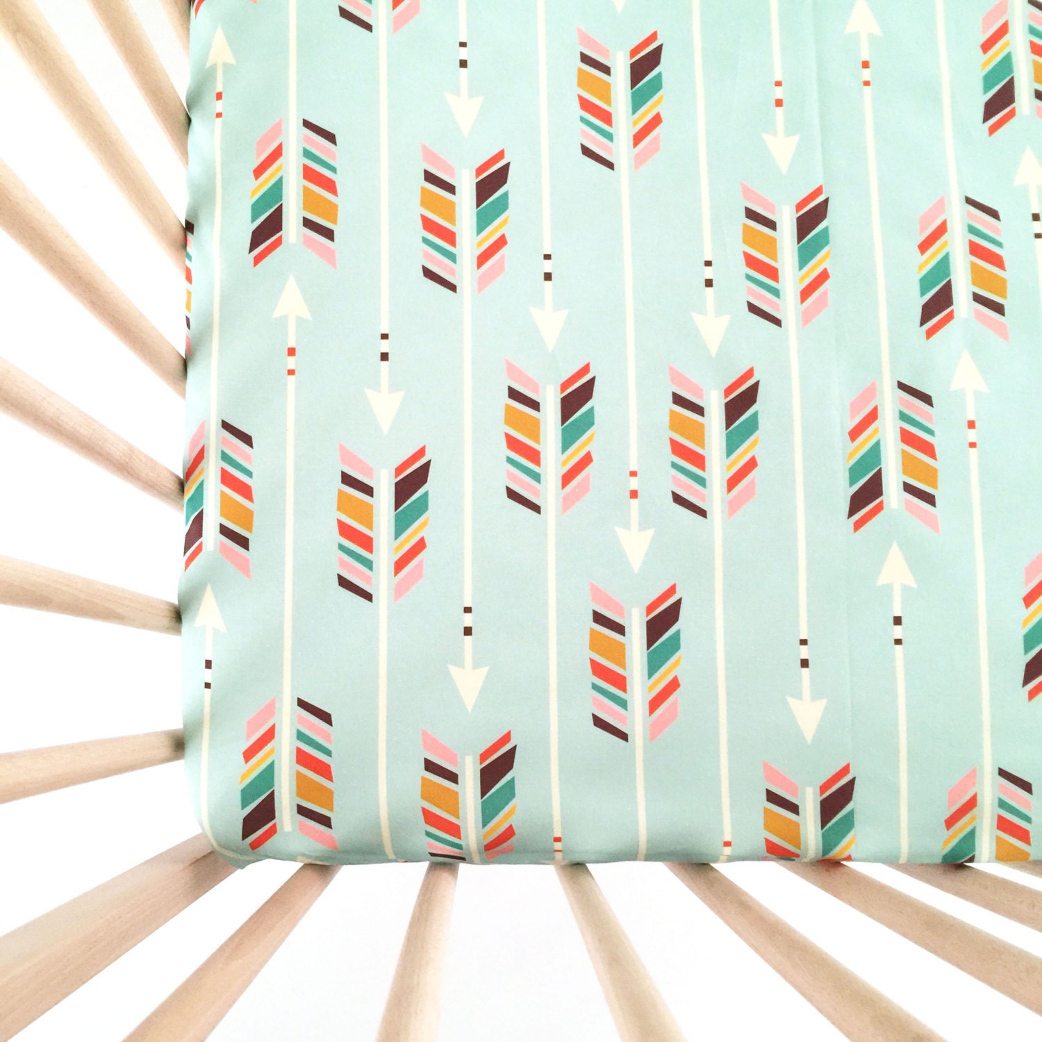 Crib Sheet Colorful Arrows on Mint. Fitted Crib Sheet. Baby Etsy