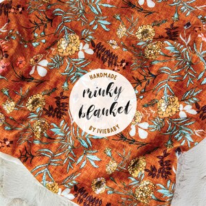 Baby Blanket: Marigold Wildflowers. Baby Blanket. Minky Blanket. Rust Baby Blanket. Floral Baby Blanket. Minky Baby Blanket.