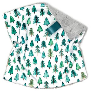 Lovey: Evergreen Forest. Woods. Trees. Hiking. Outdoors. Woodland. Green. Lovie. Minky. Lovey for Babies. Boy. Neutral. Baby Gift.