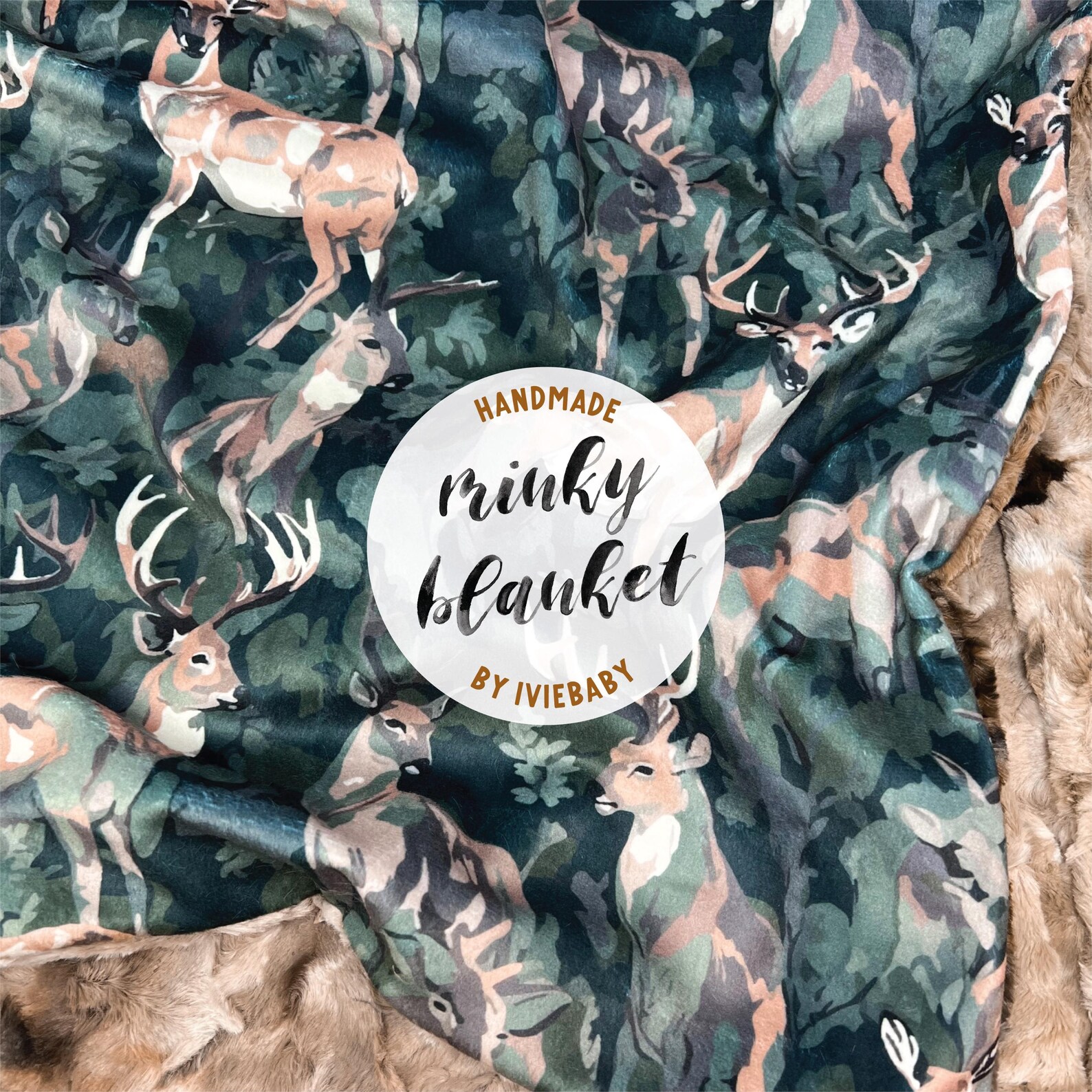 Baby Blanket Camo Deer. Baby Gift. Throw Blanket. Hunting. Camouflage