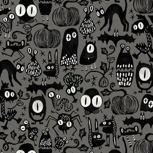 Lovey, Baby Blanket, or Adult Blanket: Gothic Monsters Gray. Gothic Baby. Halloween Lovey. Monster Lovey. Halloween Baby Blanket. Baby Gift.