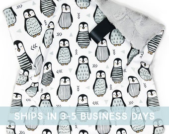 Lovey: Tuxedo Penguins. Lovey. Penguin Lovey. Penguin Lovie. Baby Lovey. Minky Lovey. Lovey for Babies. Baby Gift. PYO.