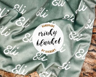 Lovey, Baby Blanket, or Adult Blanket: Parkshore on Sage. Minky. Name. Personalized. Sage. Boy. Neutral. Green. Baby Sleep. Baby Gift.