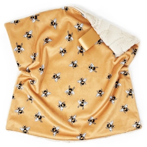 Lovey: Butterscotch Bees. Lovey. Bee Nursery. Baby Lovey. Lovie. Minky Lovey. Bee Lovey. Bee Lovie. Gold Bee Lovey. Lovey for Babies.