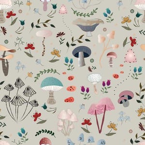 Lovey, Baby Blanket, or Adult Blanket: Mauve Mushrooms. Lovie. Minky. Gray. Foraging. Woodland. Fungi. Botanical. Girl. Flowers.