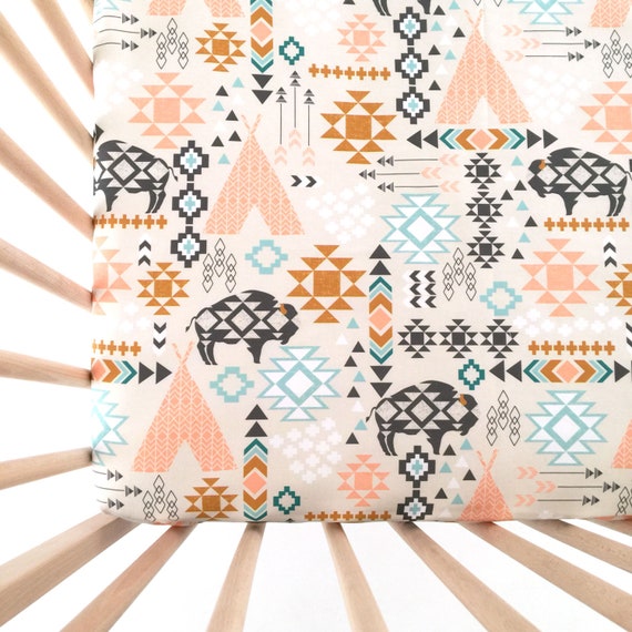 Crib Sheet Southwest Buffalo. Fitted Crib Sheet. Baby Bedding. Etsy