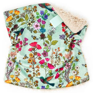 Lovey: Egg Blue Floral Hummingbirds. Lovey. Floral Lovey. Hummingbird Lovey. Lovie. Baby Lovey. Minky Lovey. Lovey for Babies. Baby Gift.