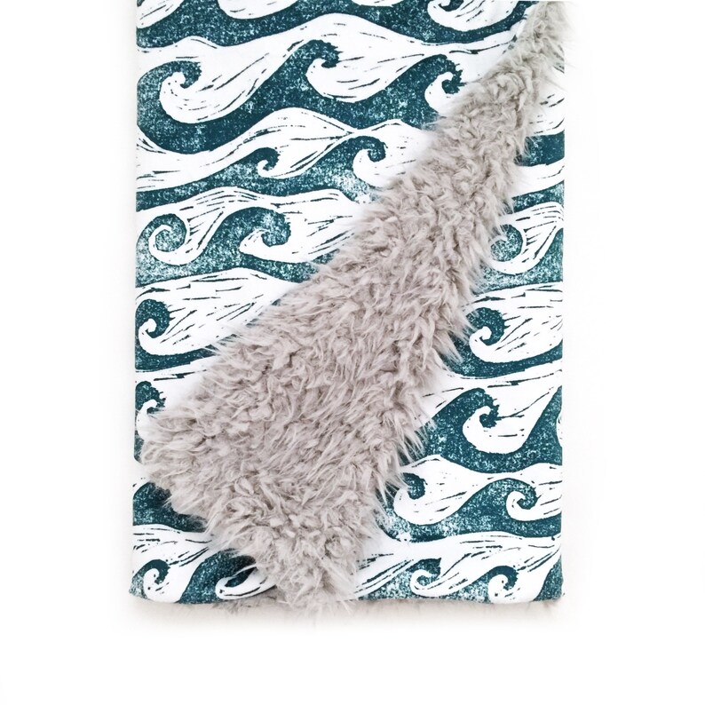 Baby Blanket Ocean Waves. Baby Blanket. Minky Blanket. Minky Etsy