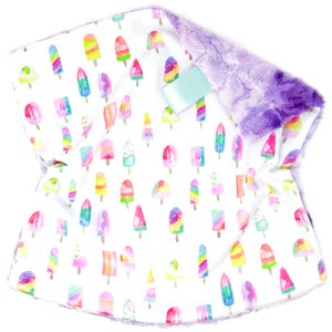 Lovey: Watercolor Ice Creams. Pink. Lovie. Minky. Soft. Cuddly. Ice Cream Cones. Sprinkles. Girl. Colorful. Rainbow Colors. Baby Gift.