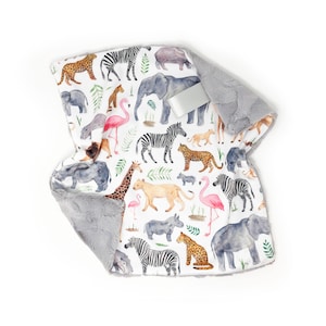 Lovey: Watercolor Safari. Lovey. Elephant Lovey. Zoo Lovey. Animal Lovey. Lovie. Baby Lovey. Minky Lovey. Lovey for Babies. Baby Gift.