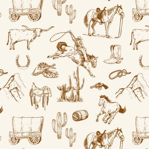 Lovey, Baby Blanket, or Adult Blanket: Brown on Buff Cowboy Toile de Jouy. Rodeo Lovey. Western Lovey. Cowboy Lovey. Rodeo. Snake. Baby Gift