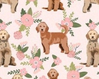Lovey, Baby Blanket, or Adult Blanket: Pink Floral Goldendoodles. Goldendoodle Lovey. Goldendoodle Blanket. Baby Gift.