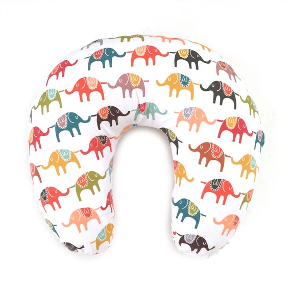 Nursing Pillow Cover Colorful Elephants. Nursing Pillow.