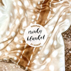 Baby Blanket: Pale Spotted Fawn. Minky. Soft. Cuddly. Deer Baby Blanket. Fawn Baby Blanket. Brown. Woodland. Baby Gift. Taupe. Tan.