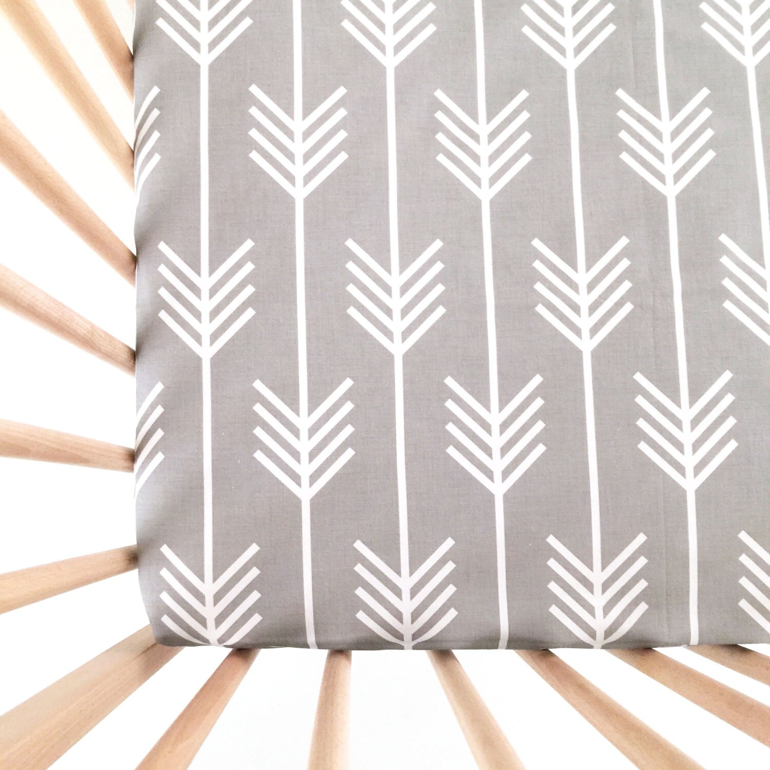Crib Sheet Light Gray Arrows. Fitted Crib Sheet. Baby Bedding. Etsy
