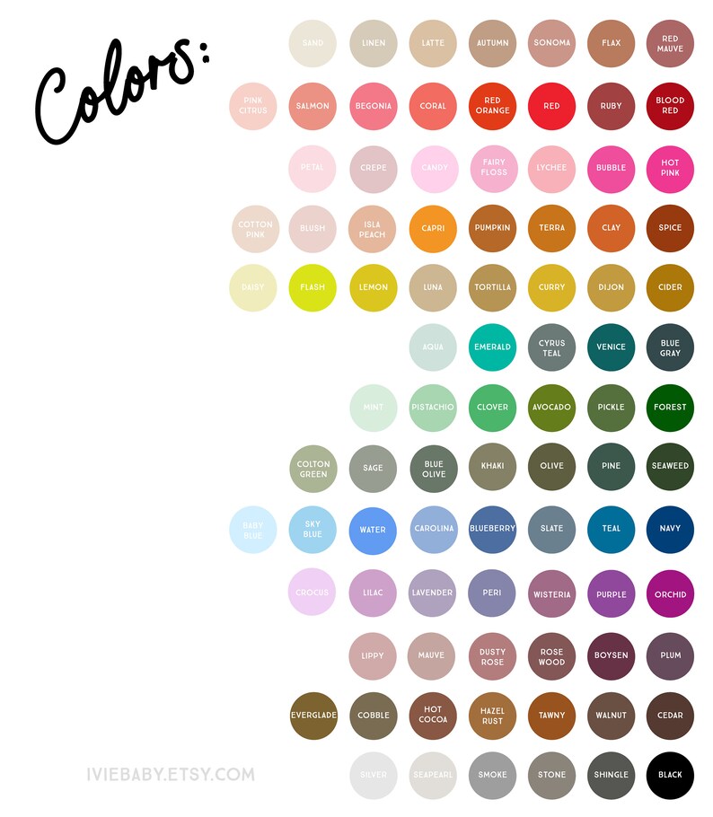 a color chart with a variety of different colors