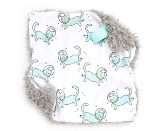 Lovey Catstronaut. Lovey. Space Lovey. Cat Lovey. Star Lovey. Mini Baby Blanket. Security Blanket. Lovie. Minky Lovey.