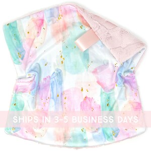 Lovey: Bubble Pop Twinkle Stars. Lovie. Watercolor. Stars. Girl. Girly. Pink. Aqua. Painterly. Minky. Soft. Cuddly. Baby Gift. Colorful. PYO