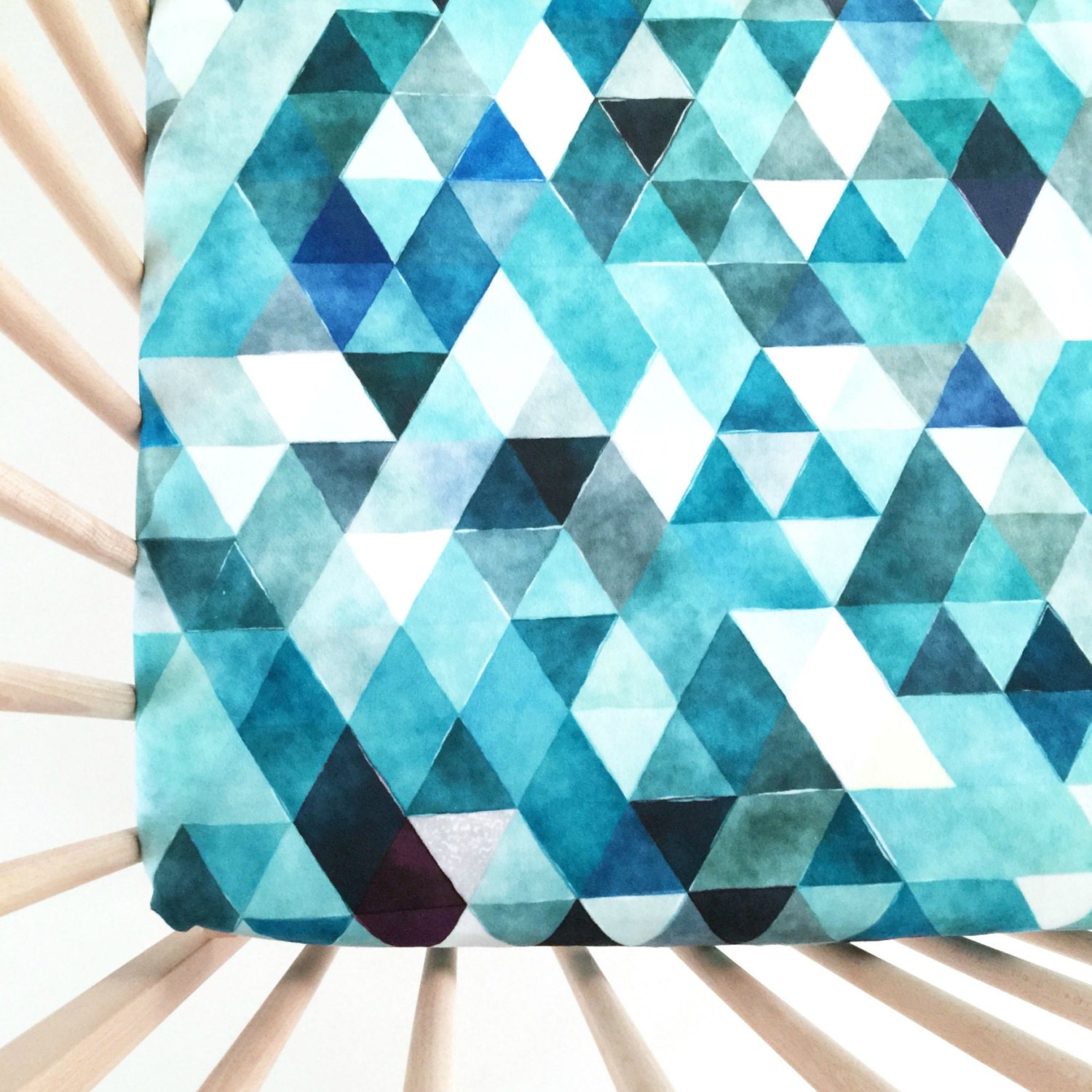 Crib Sheet Teal Watercolor Triangles. Fitted Crib Sheet. Baby Etsy