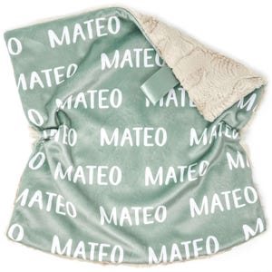 Lovey: Maltese Font on Sage. Personalized. Green. Name. Minky. Lovie. Green. Boy. Soft. Cuddly. Baby Sleep. Baby Gift.