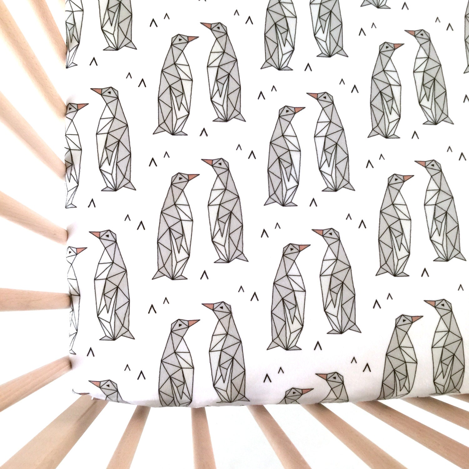 Crib Sheet Geometric Penguins. Fitted Crib Sheet. Baby Etsy