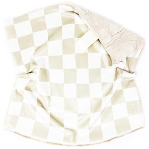 Lovey: Oak Checkerboard. Minky. Soft. Gender Neutral. Retro. Check. Geometric. Squares. Simple. Boy. Ivory. Beige. Lovie. Baby Gift.
